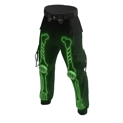 Y2K Neon Green Skeleton Cargo Pants