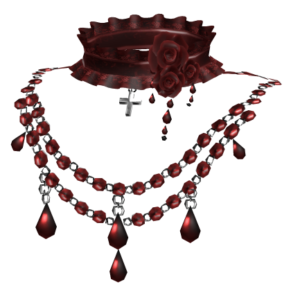 Red Victorian Jewelry Rose Choker Necklace