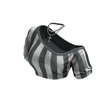 Cozy OffShoulderStripedTopNecklace(WhiteSlateGrey)