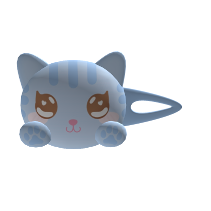 cutesy summer kitty hair clip in blue