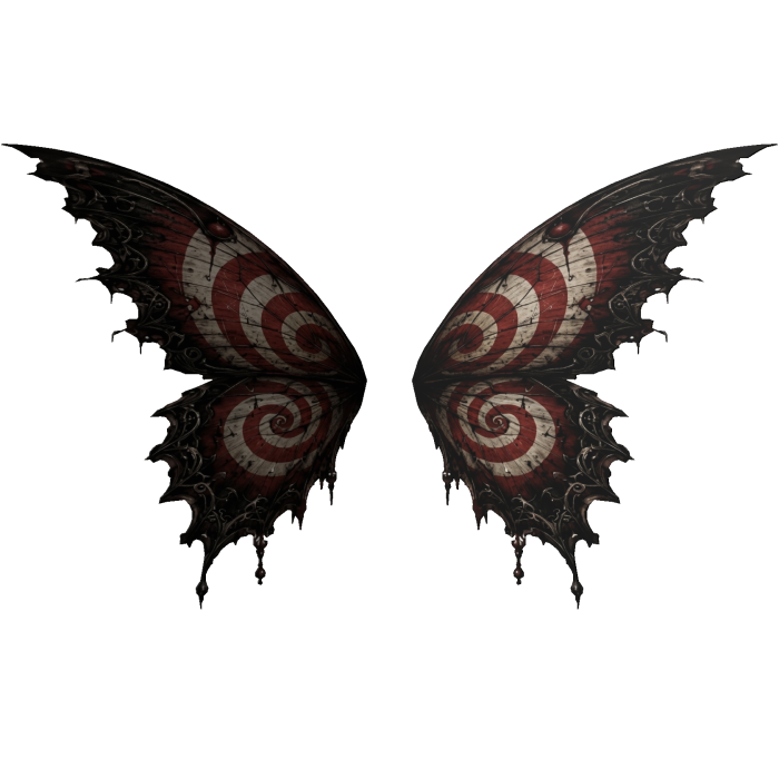 RED HYPNOTIC SPIRAL JESTER WINGS [GOTH / EMO]