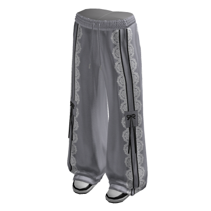 Wide Leg Tie-Side Pants (Gray)