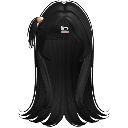 Cute Long hair and  pigtail w/ clips (Black) Roblox item