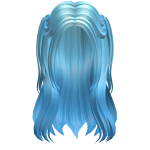 ♡ cute half up blue hair