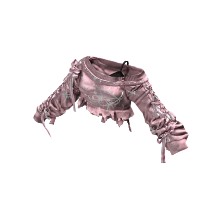 Cozy y2k off shoulder sweater w/ tank (Pink) Roblox item render