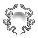 White & Black Twin Snakes Wide Brim Hat