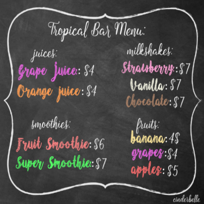 Bloxburg Smoothie/Milkshakes/Fruits Bar Menu  Roblox decal