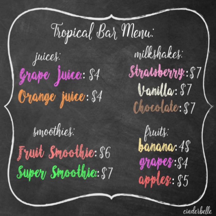 Bloxburg Smoothie/Milkshakes/Fruits Bar Menu  Roblox decal