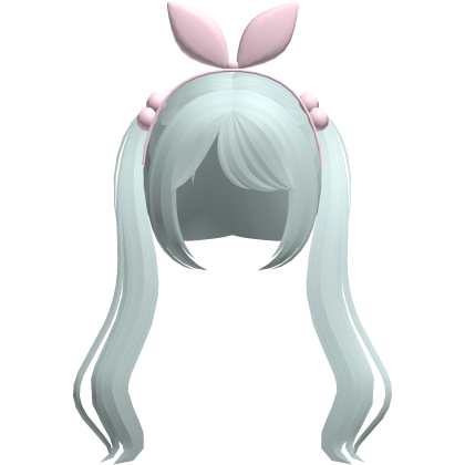teal cute pigtails w bunny ears hair bow