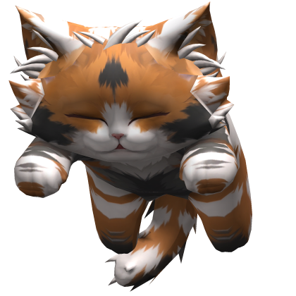 Fuzzy Sleeping Cat Kitten on Head - Calico Orange