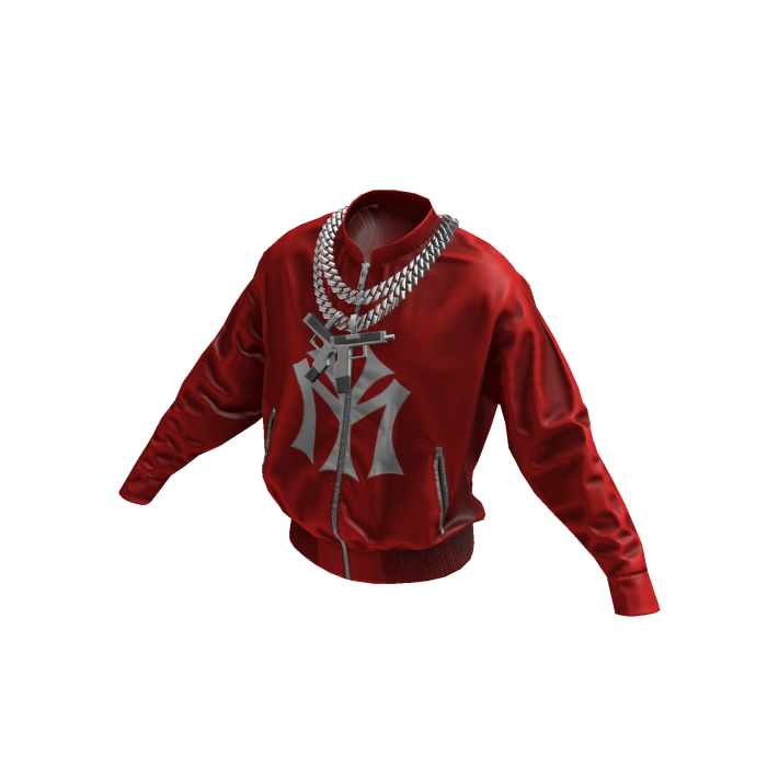 Red NY Bomber Jacket w / Toy Chain