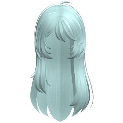 Long messy layered straight hair in light blue