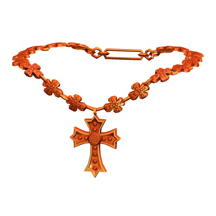 -',ৎ Jeweled Goth Y2K Cross Necklace in Orange