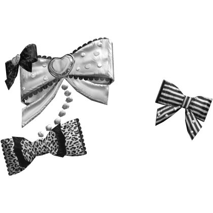 Cute Decora Gyaru Charm Pearl Bows (White Grey)