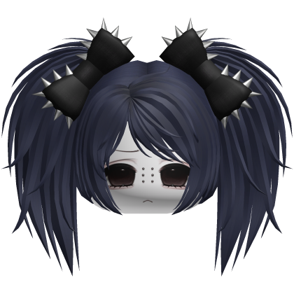 Gothic Moe Vkei Dark Blue Messy Pigtails /w Bows