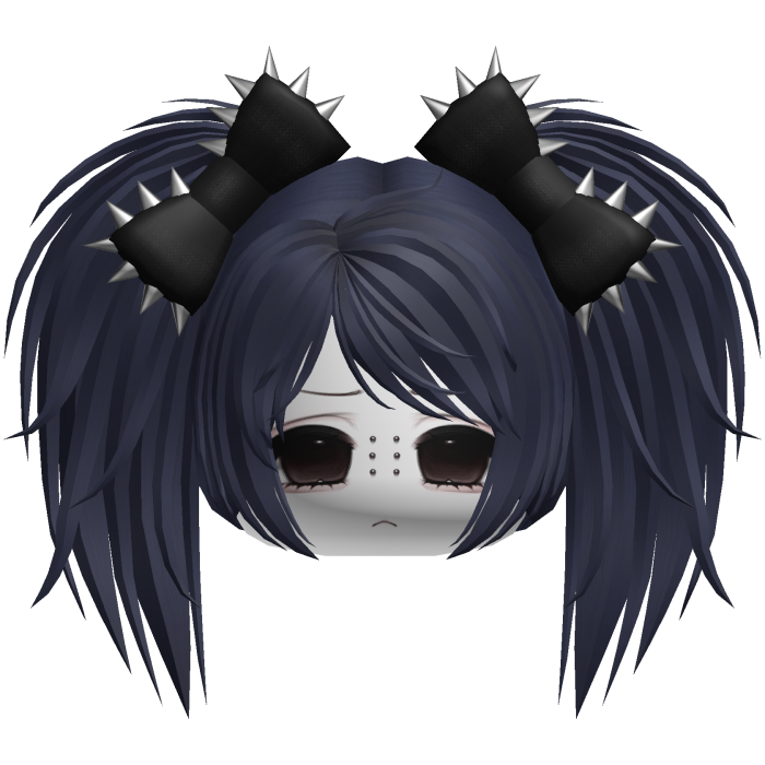 Gothic Moe Vkei Dark Blue Messy Pigtails /w Bows