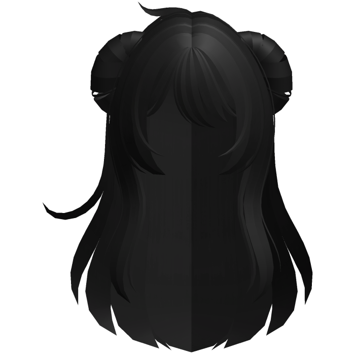 fluffy anime messy buns long hair black