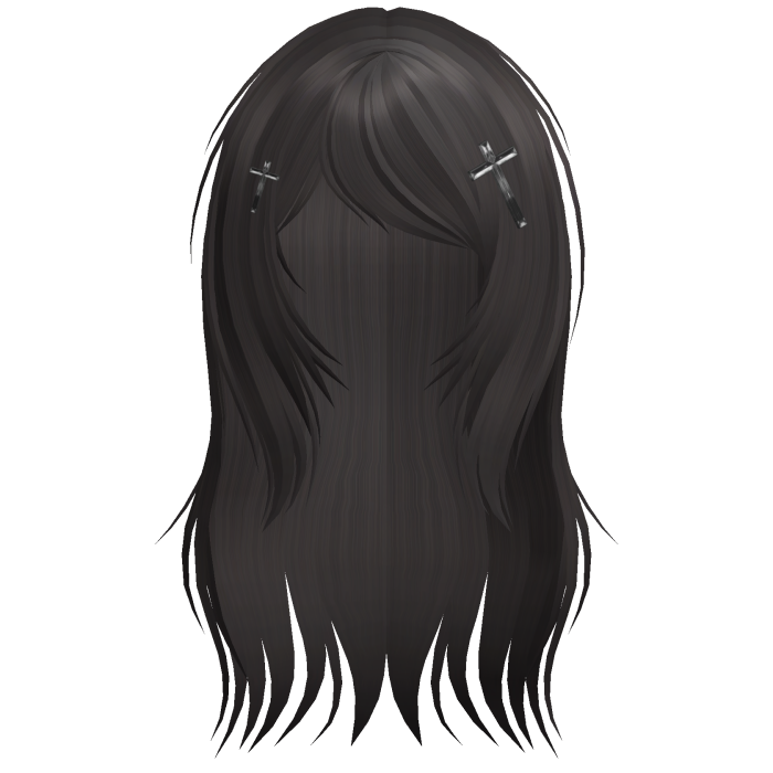 ♡ cute scene messy brown long hair w crosses