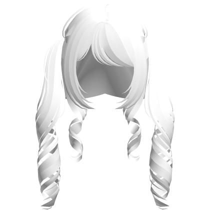 ♡ kawaii long curly pigtails in white Roblox item