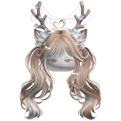 Ethereal Christmas Fairy Fawn Pigtails w/ Antlers