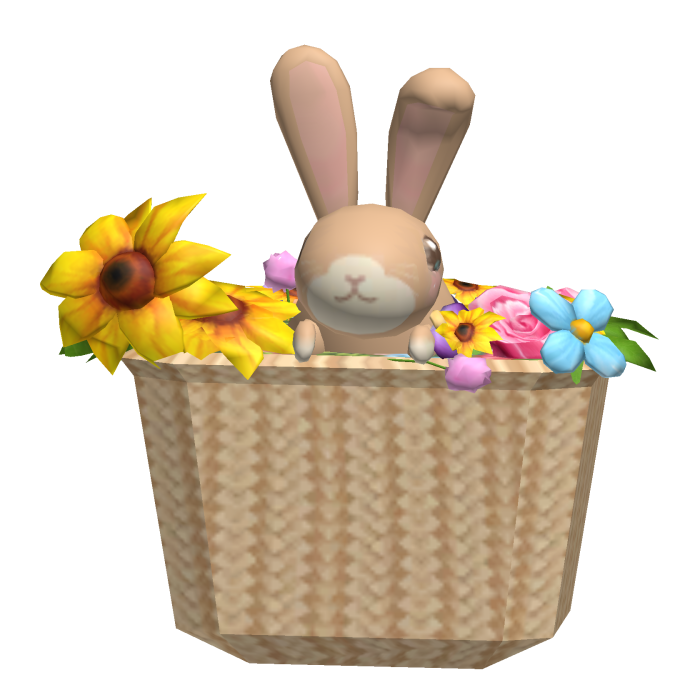 Easter Bunny in Basket of Flowers