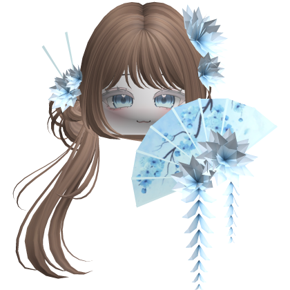 Side Ponytail w/ Cherry Blossoms & Fan