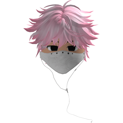 Cute Emo Boy Headphones Mask white Y2K ( pink )