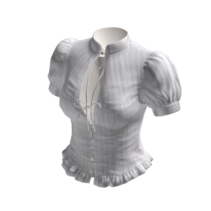 Puff Sleeve Blouse with Ruffle Hem (White)