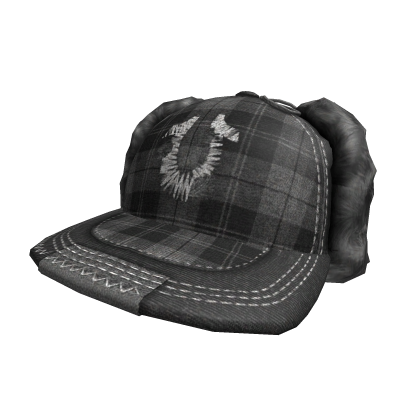 Black Vintage Distressed Trapper Hat  Roblox item