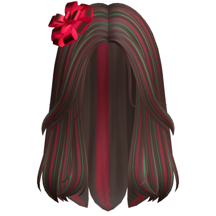 Christmas Brown Straight Hair w/ Present Roblox item
