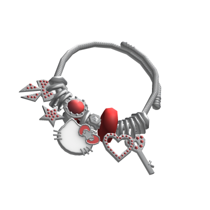 Cute Red Kitty Charm Bracelet Silver Y2K Heart thumbnail