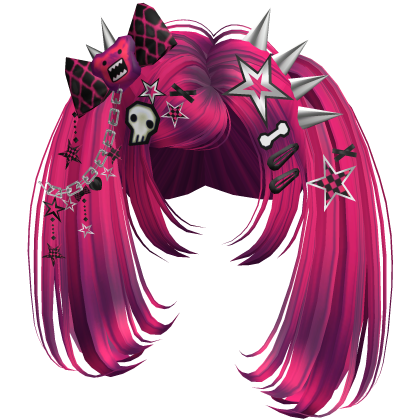 ♡ Scene Spiky Moe Pigtails (Hot Pink)