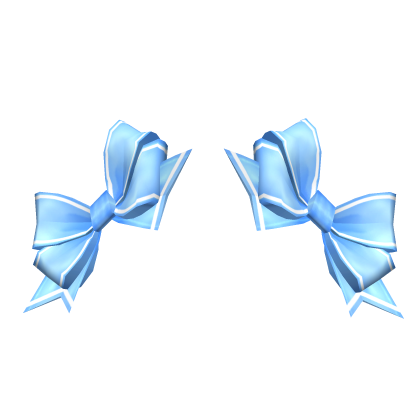 Adorable Double Bows Blue w Stripe