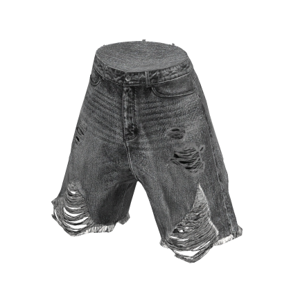 💗 STREET RIPPED DENIM JORTS _ GREY