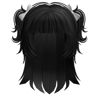 Cute Swirly Pigtails with White Bows (Black) Roblox item