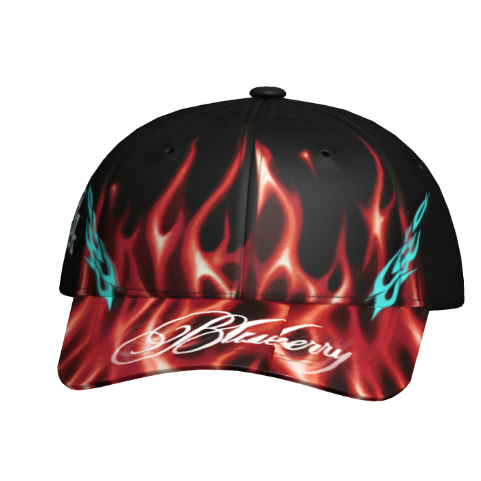 Black Red Flame Cap