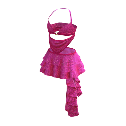 Cute Hot Pink Y2K Chic Ruffle Korean Dress • DD26