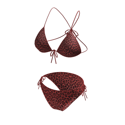 Red Leopard Bikini Swimsuit
