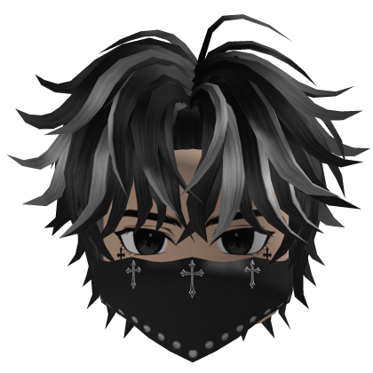 Spiky Hair w/ Bandana & Glasses (Black/Gray)