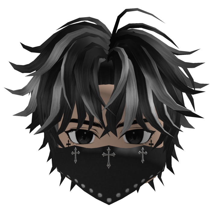 Spiky Hair w/ Bandana & Glasses (Black/Gray)