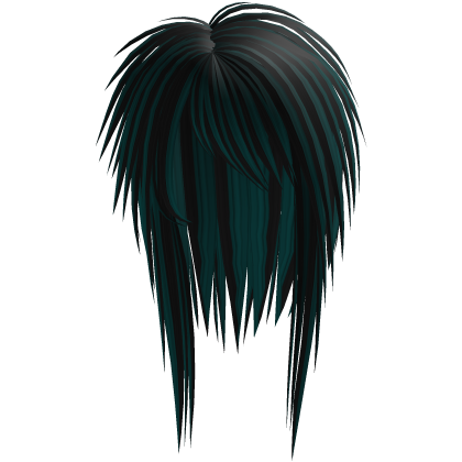 messy long vkei scene emo hair turquoise an black  Roblox item