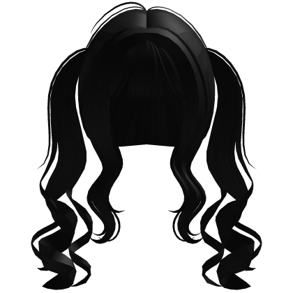 cute back curly pigtails w bangs in black