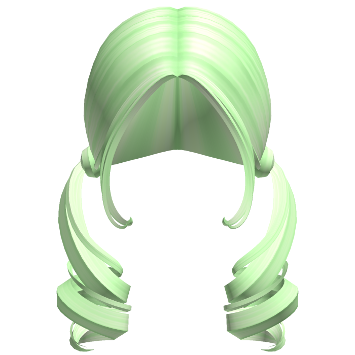 -',ৎ Low Curly Side Fairy Pigtails in Green