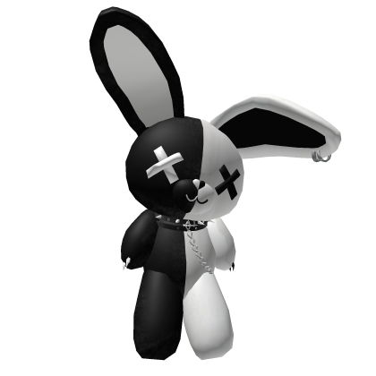 Huge Black and White Fluffy Bunny Plushie thumbnail