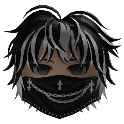 Messy Hair w/ Chain Bandana (Black/White)