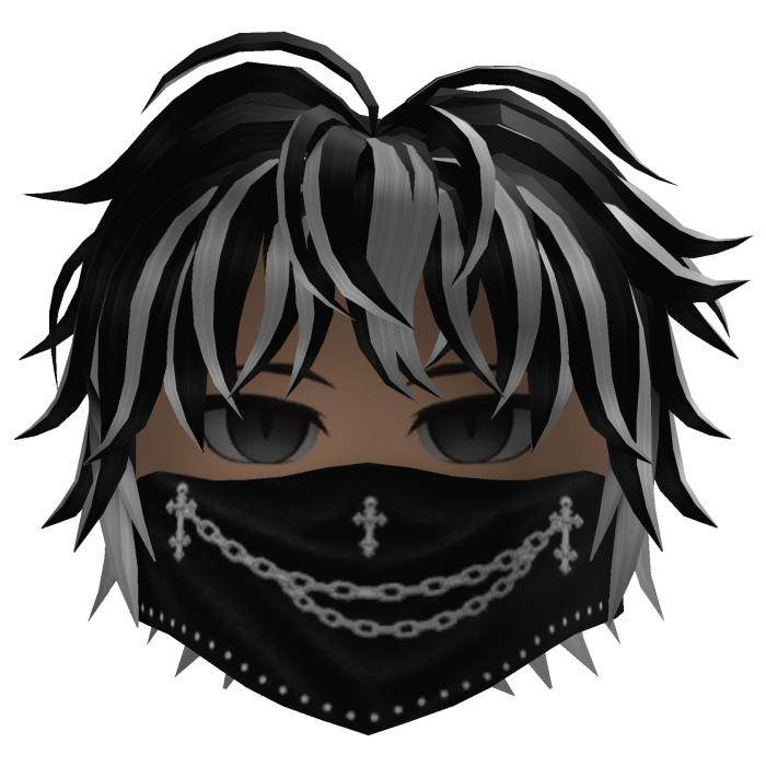 Messy Hair w/ Chain Bandana (Black/White)