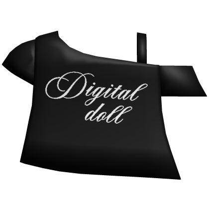 cute digital doll off shoulder shirt in black Roblox item