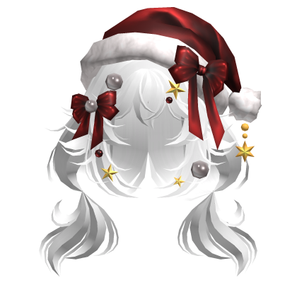 Festive Curly Christmas Ribbon Pigtails White