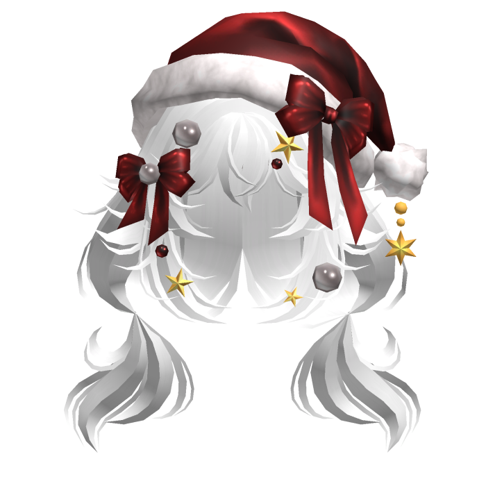 Festive Curly Christmas Ribbon Pigtails White