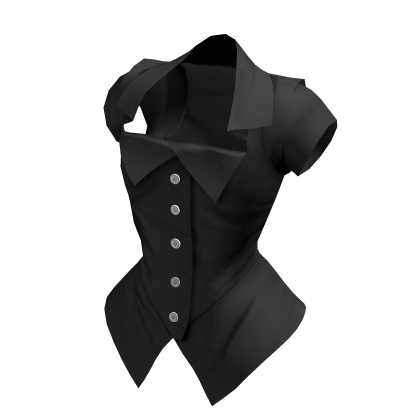 Black Goth Vkei Corset Blouse Office Button-up